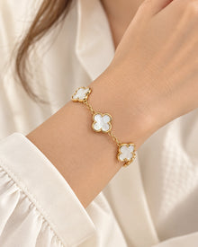 Eternal Clover Pro Bracelet | 18K Gold Plated Luck & Elegance (Gold Chain) – model wearing view