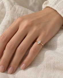 Marquise Cubic Zirconia Pinky Ring - Gold & Silver Tone worn on an adult model