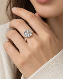 Pavé Flower Spinner Ring – model wearing view