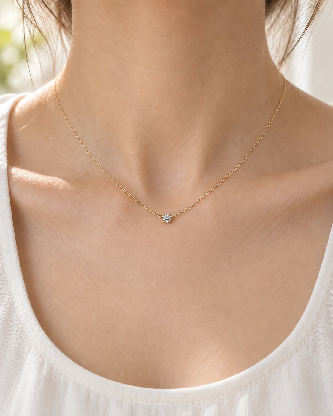 14K Gold-Plated Pendant Necklace worn on an adult model