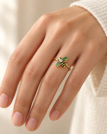 Bee-Motif Open Ring – model wearing view