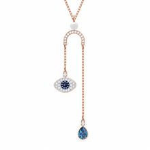 Blue Evil Eye & Teardrop Lariat Necklace – Rose Gold Tone | LuckCoo