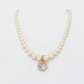 Graduated Pearl-Look Necklace with Iridescent Pendant