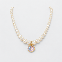 Graduated Pearl-Look Necklace with Iridescent Pendant | LuckCoo