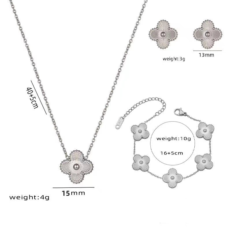 Luckcoo Lucky Clover Set – 18K Gold Plated Jewelry,Elegant Gift for Her,Waterproof & Tarnish Free