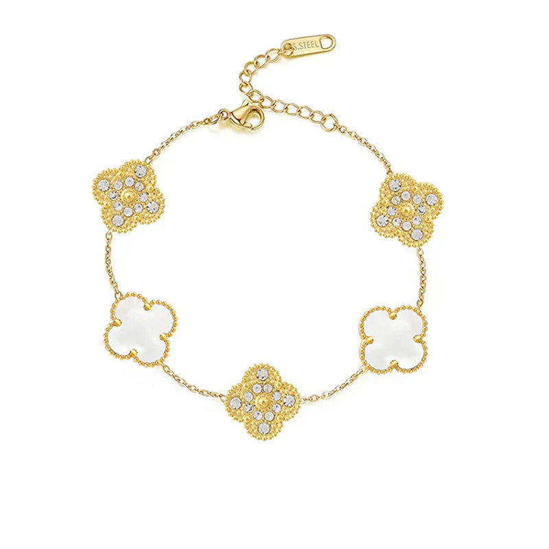 Luckcoo Diamond-Inspired Clover Bracelet – Elegant Everyday Luxury