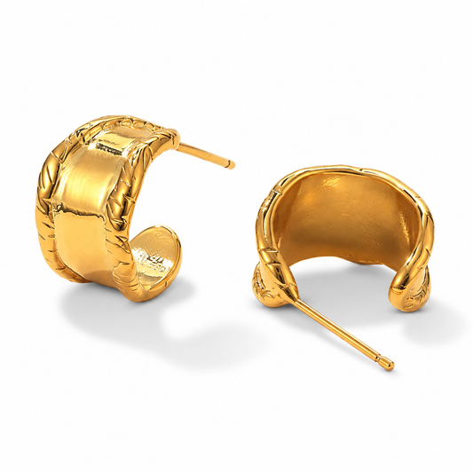 Chunky Sculptural Hoop Earrings – 925 Silver Posts | LuckCoo