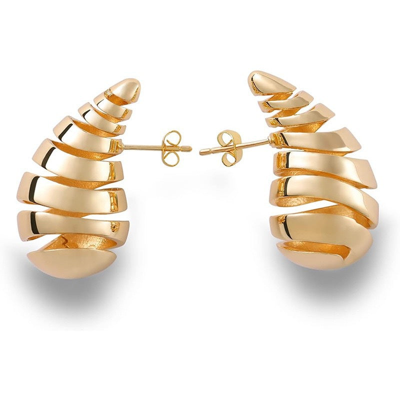 Boucles d'oreilles en forme de goutte d'eau creuses filetées 