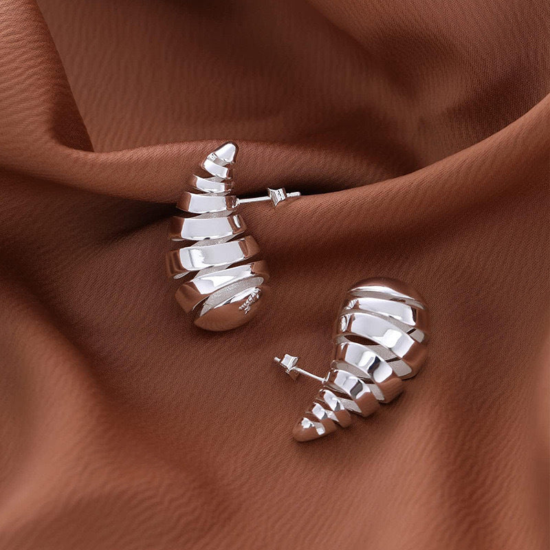 Boucles d'oreilles en forme de goutte d'eau creuses filetées 