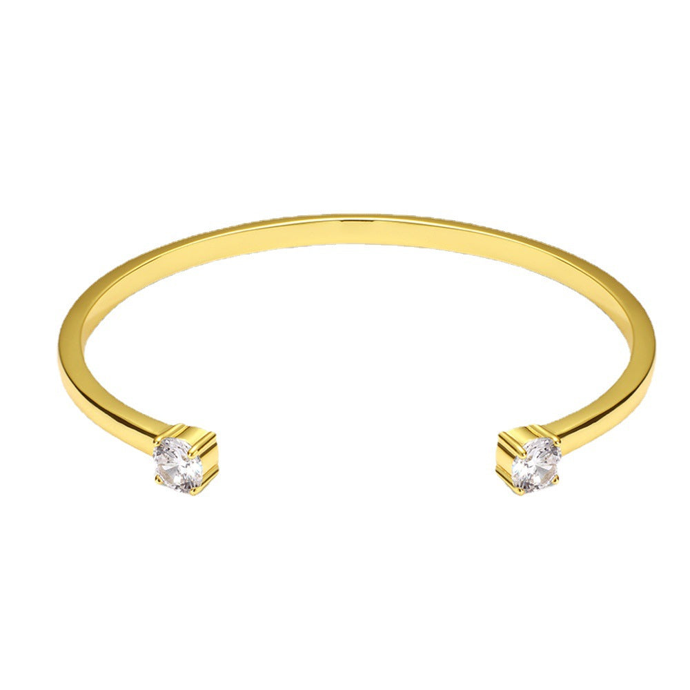 Minimalist double diamond 18K gold bracelet