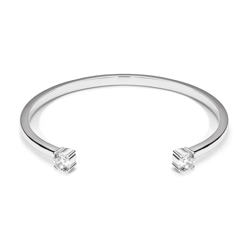 Minimalist double diamond 18K gold bracelet