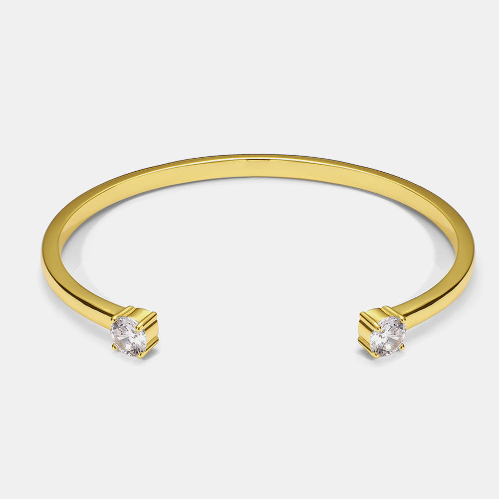 Minimalist double diamond 18K gold bracelet