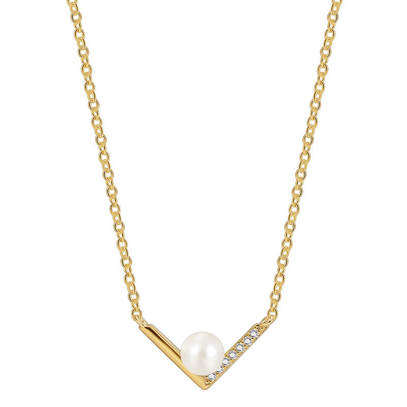 Bead inlaid diamond clavicle chain